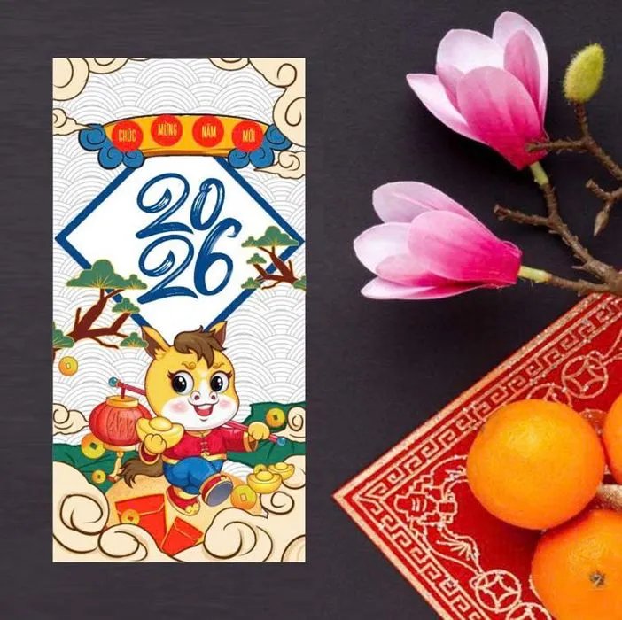 Mẫu Lì Xì Tết 2026 Hình Cừu May Mắn File CDR Độc Đáo