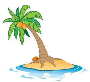 Hình ảnh cây dừa trên đảo cát file vector mẫu KS656