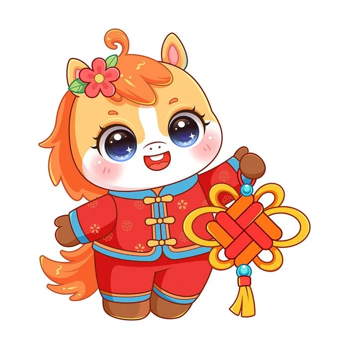 Linh Vật Ngựa Tết Nguyên Đán Dễ Thương - Minh Họa Vector EPS