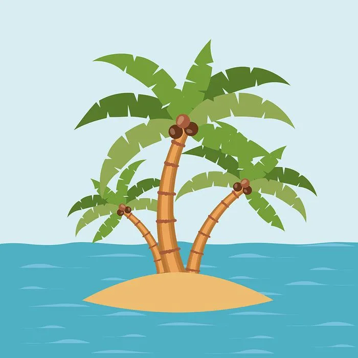 Hình ảnh cây dừa ngoài đảo file vector mẫu KS593