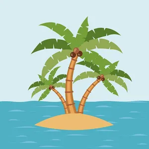 Hình ảnh cây dừa ngoài đảo file vector mẫu KS593