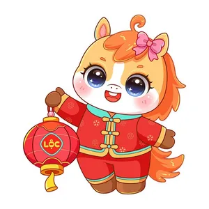 Linh Vật Ngựa Tết Nguyên Đán Dễ Thương - Minh Họa Vector EPS