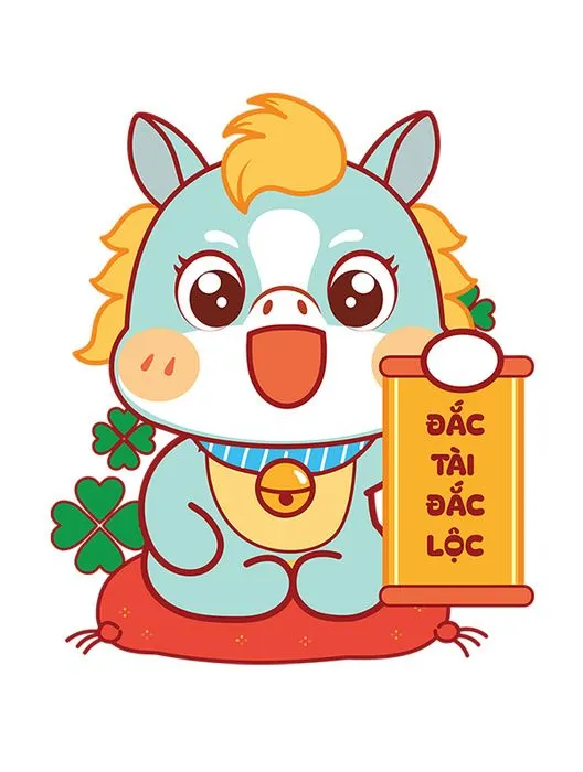 Linh Vật Ngựa Tết Đáng Yêu - Đắc Tài Đắc Lộc (EPS Vector)