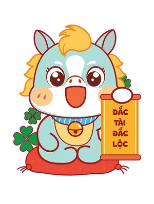 Linh Vật Ngựa Tết Đáng Yêu - Đắc Tài Đắc Lộc (EPS Vector)