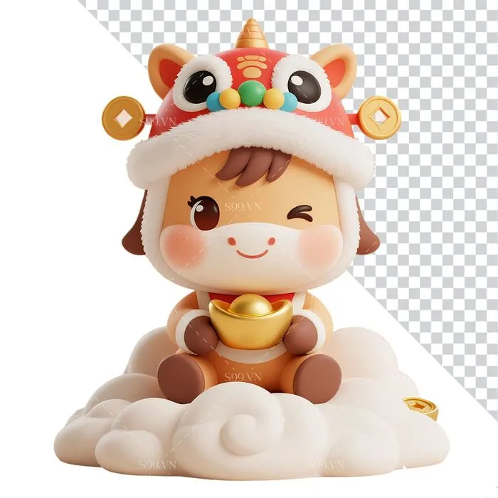 Linh Vật Ngựa Tết Nguyên Đán Dễ Thương - Hình Minh Họa PNG Chất Lượng Cao