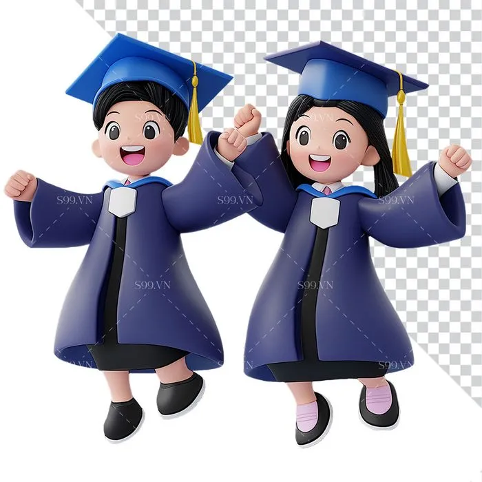Hình ảnh đôi bạn thân cùng nhau tốt nghiệp file PNG mẫu CR1705