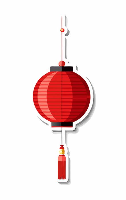 Hình ảnh đèn lồng hình tròn màu đỏ file vector mẫu CR518