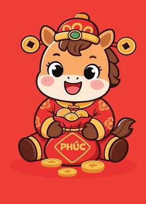 Ngựa Tết 2026 Minh Họa Phong Cách Hoạt Hình Dễ Thương - File EPS