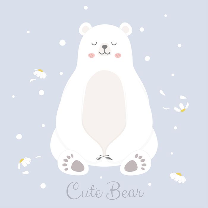 Hình ảnh chú gấu trắng cute file vector mẫu CR99
