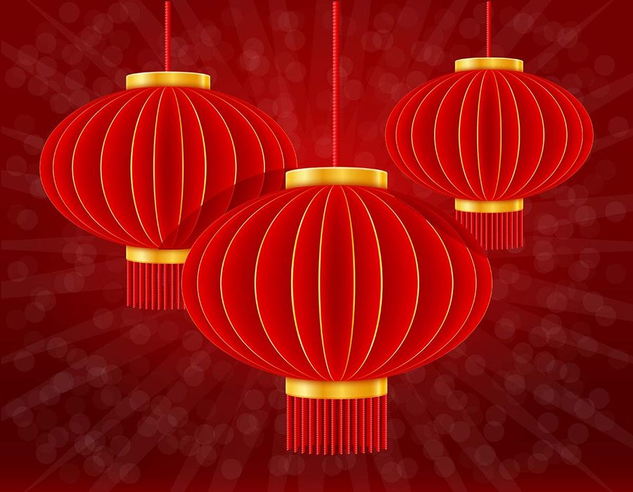 Đèn lồng treo màu đỏ hình tròn cổ xưa file vector mẫu CR436