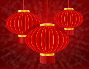 Đèn lồng treo màu đỏ hình tròn cổ xưa file vector mẫu CR436