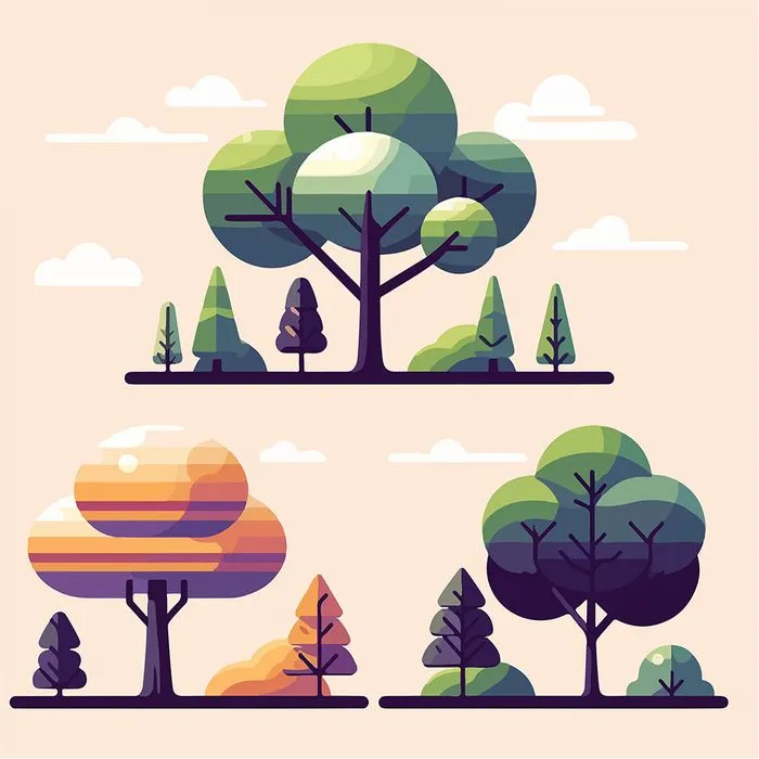 Bộ sưu tập cây xanh file vector mẫu KK90