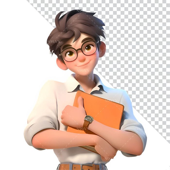 Hình ảnh cậu học sinh 3D file PNG mẫu CR815