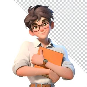 Hình ảnh cậu học sinh 3D file PNG mẫu CR815