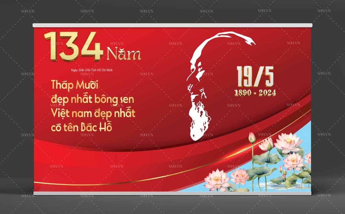 Backdrop kỷ niệm ngày sinh Chủ tịch Hồ Chí Minh file CDR mẫu CR365