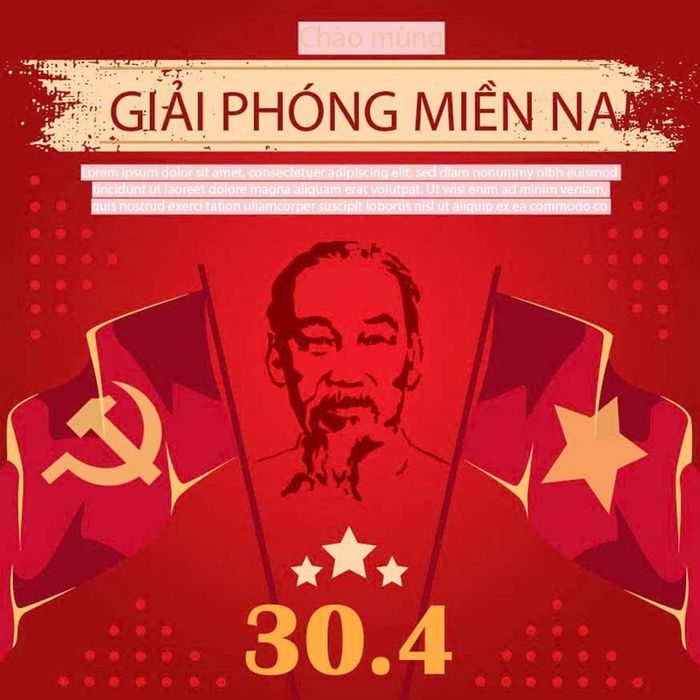 Poster chào mừng ngày giải phóng miền nam nền màu đỏ file vector mẫu CR1394