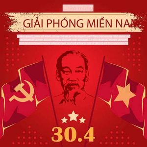 Poster chào mừng ngày giải phóng miền nam nền màu đỏ file vector mẫu CR1394