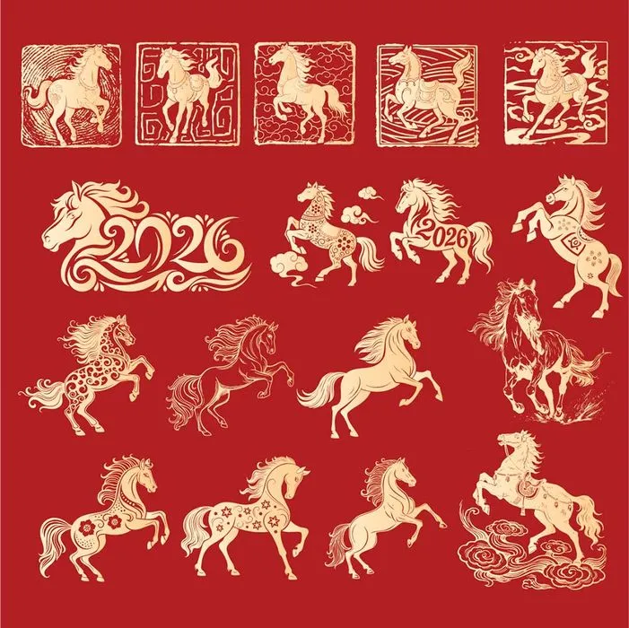 Bộ Sưu Tập Ngựa Tết Nguyên Đán - Phong Cách Minh Họa Truyền Thống