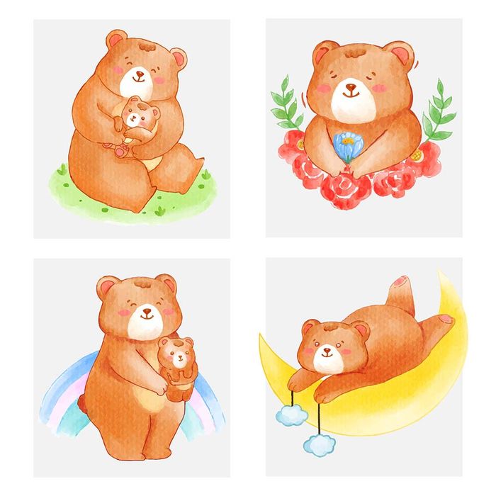 Hình ảnh chú gấu cute file vector mẫu CR144