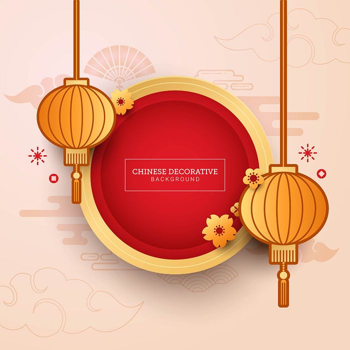 Hình ảnh đèn lồng màu đỏ file vector mẫu CR474