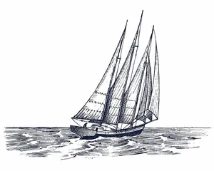 Hình ảnh con thuyền buồm ngoài biển file vector mẫu HH178