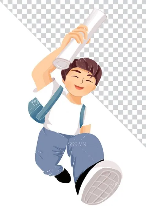 Hình ảnh cậu học sinh đi thi file PNG mẫu CR1702