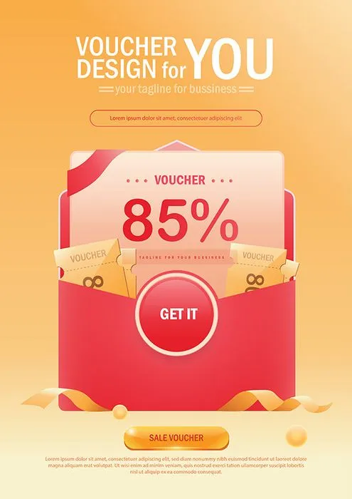 Poster Khuyến Mãi Tết Hiện Đại Voucher Giảm Giá 85% Đầy Hấp Dẫn
