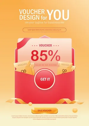 Poster Khuyến Mãi Tết Hiện Đại Voucher Giảm Giá 85% Đầy Hấp Dẫn