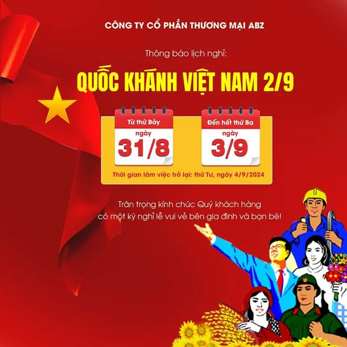 Banner thông báo lịch nghỉ lễ quốc khánh file PSD mẫu KT66
