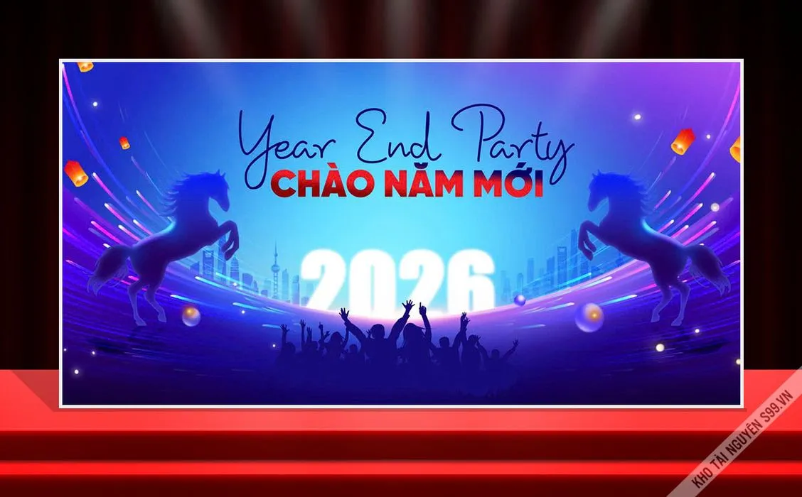 Backdrop Year End Party Chào Năm Mới 2026 - Đón Tết Giáp Thìn