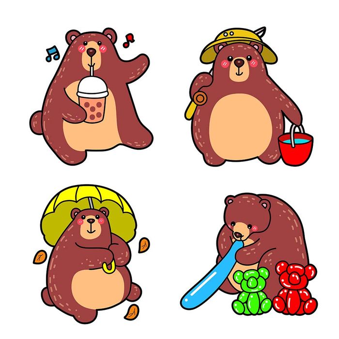Bộ sưu tập hình ảnh chú gấu file vector mẫu CR120