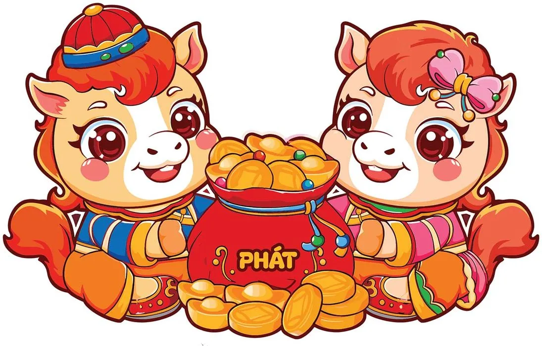 Linh Vật Ngựa Tết, Hình Minh Họa Vector EPS Đáng Yêu Cho Thiết Kế