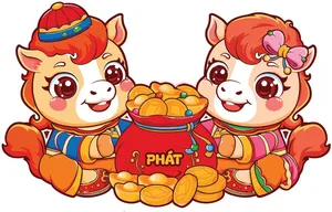 Linh Vật Ngựa Tết, Hình Minh Họa Vector EPS Đáng Yêu Cho Thiết Kế