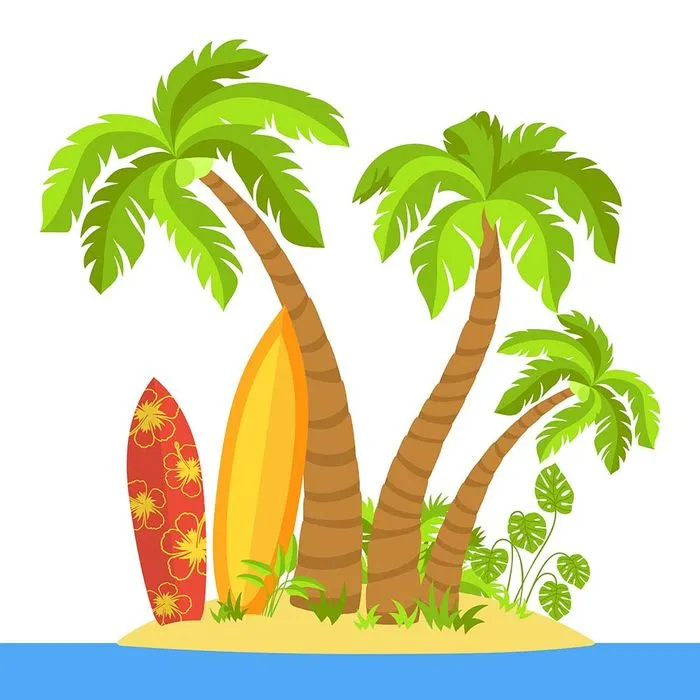 Hình ảnh cây dừa trên đảo file vector mẫu KS628