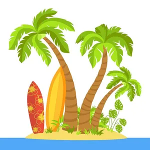 Hình ảnh cây dừa trên đảo file vector mẫu KS628