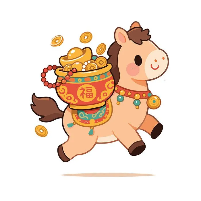 Ngựa Tết 2026 Minh Họa Phong Cách Hoạt Hình Dễ Thương