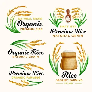 Hình ảnh bông lúa và bao gạo file vector mẫu KS897