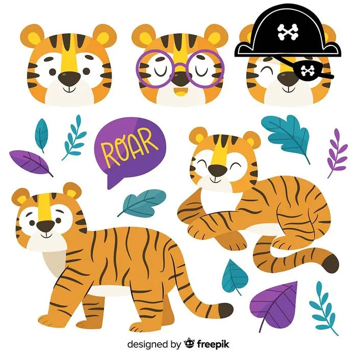 Hình ảnh chú hổ cute flie vector mẫu KS88