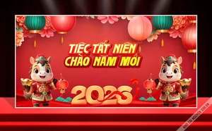 Backdrop Tết 2026 Đỏ Vàng May Mắn Phong Cách Hiện Đại (CDR)