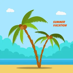 Banner cây dừa trên bãi biển file vector mẫu KS622