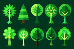 Bộ sưu tập cây xanh file vector mẫu KK15