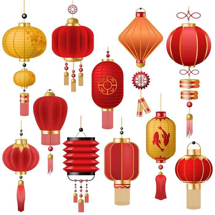 Hình ảnh đèn lồng trang trí ngày lễ tết file vector mẫu CR346