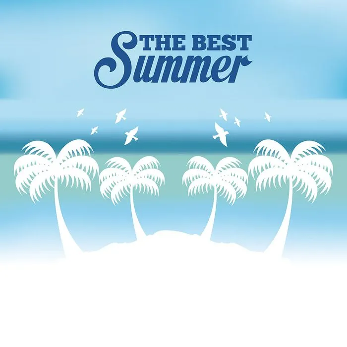 Banner bãi biển cây dừa file vector mẫu KS616