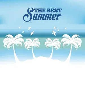 Banner bãi biển cây dừa file vector mẫu KS616