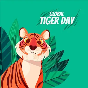 Poster chú hổ cute flie vector mẫu KS15