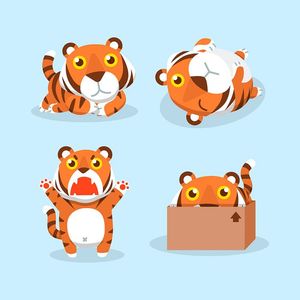 Bộ sưu tập hành động của chú hổ cute file vector mẫu CR1513