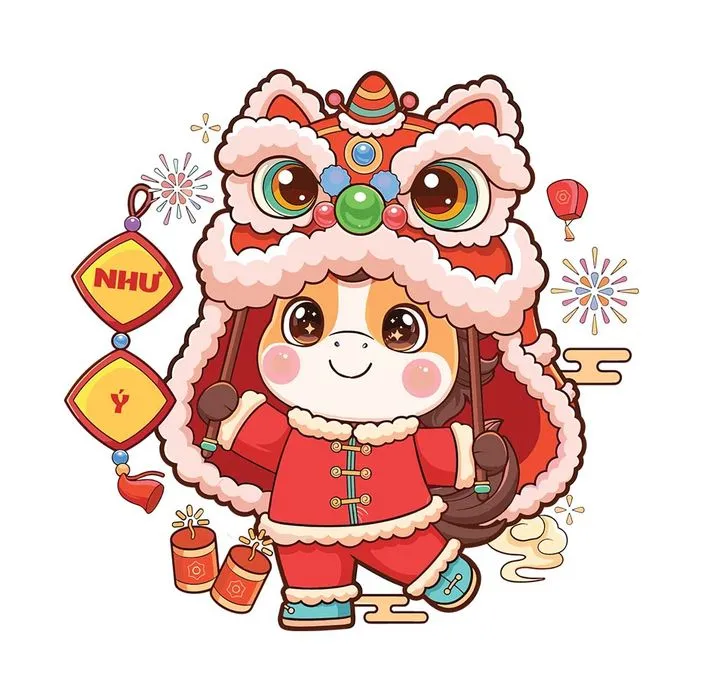 Linh Vật Ngựa Tết Nguyên Đán Dễ Thương - Minh Họa Vector EPS