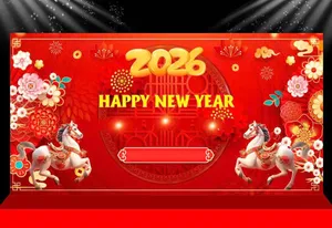 Backdrop Tết 2026 Đỏ May Mắn - Thiết Kế Vector CDR Độc Đáo