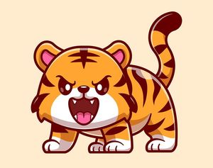 Hình ảnh chú hổ hung dữ file vector mẫu CR1511