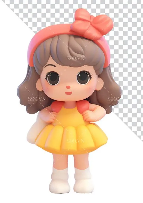 Hình ảnh cô bé mặc váy màu vàng file PNG mẫu CR1712